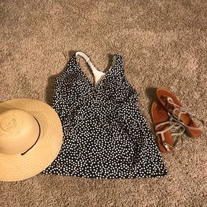 Lands End Polka Dot Tankini Top